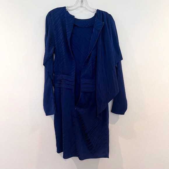 Ronny Kobo Shanaya Blue Zebra Animal Print Long Sleeve Draped Mini Dress M NWT - Picture 10 of 10